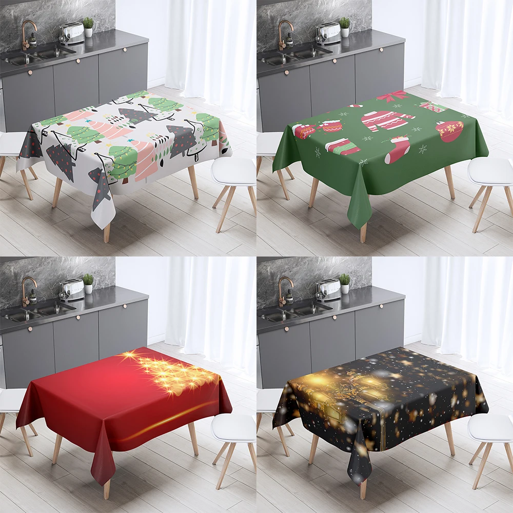 

Christmas themed printed tablecloth for home decoration rectangular gathering anti fouling dust cover