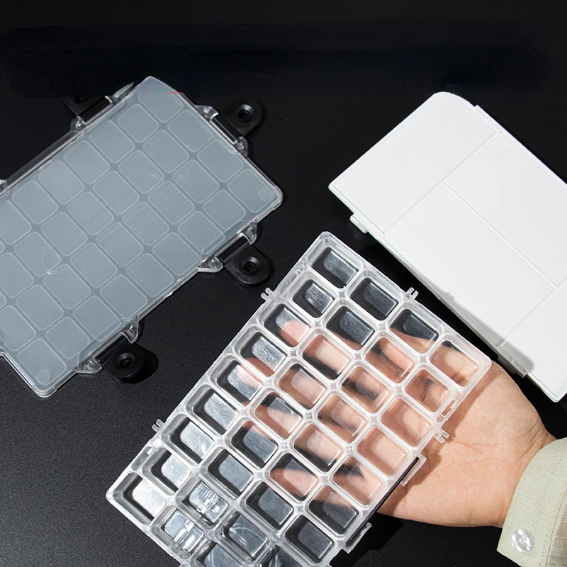 24/36 Grid Square Plastic Watercolor Moisturizing Box Student Art Sketch with Thickened Color Palette Sealed Paint Box