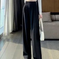 Elegant Wide Leg Pants Women Korean Style High Waist Black Baggy Pants Office Ladies Fashion Loose Suit Trousers Streetwear - Image 4