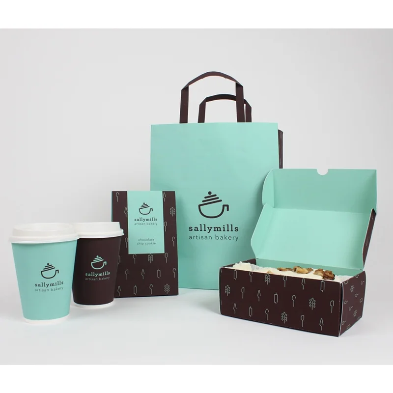 Custom  Custom logo printed to go restaurant catering food takeaway packaging for sandwich kraft paper box with window custom eco custom logo white kraft coffee paper cup takeaway hot design coffee paper cup wholesale supplier with trey and lids