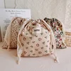 Cotton Fabric Floral Drawstring Storage Bag Travel Portable Storage Bags Dustproof Packaging Storage Pouch Ins Pastoral Style 4