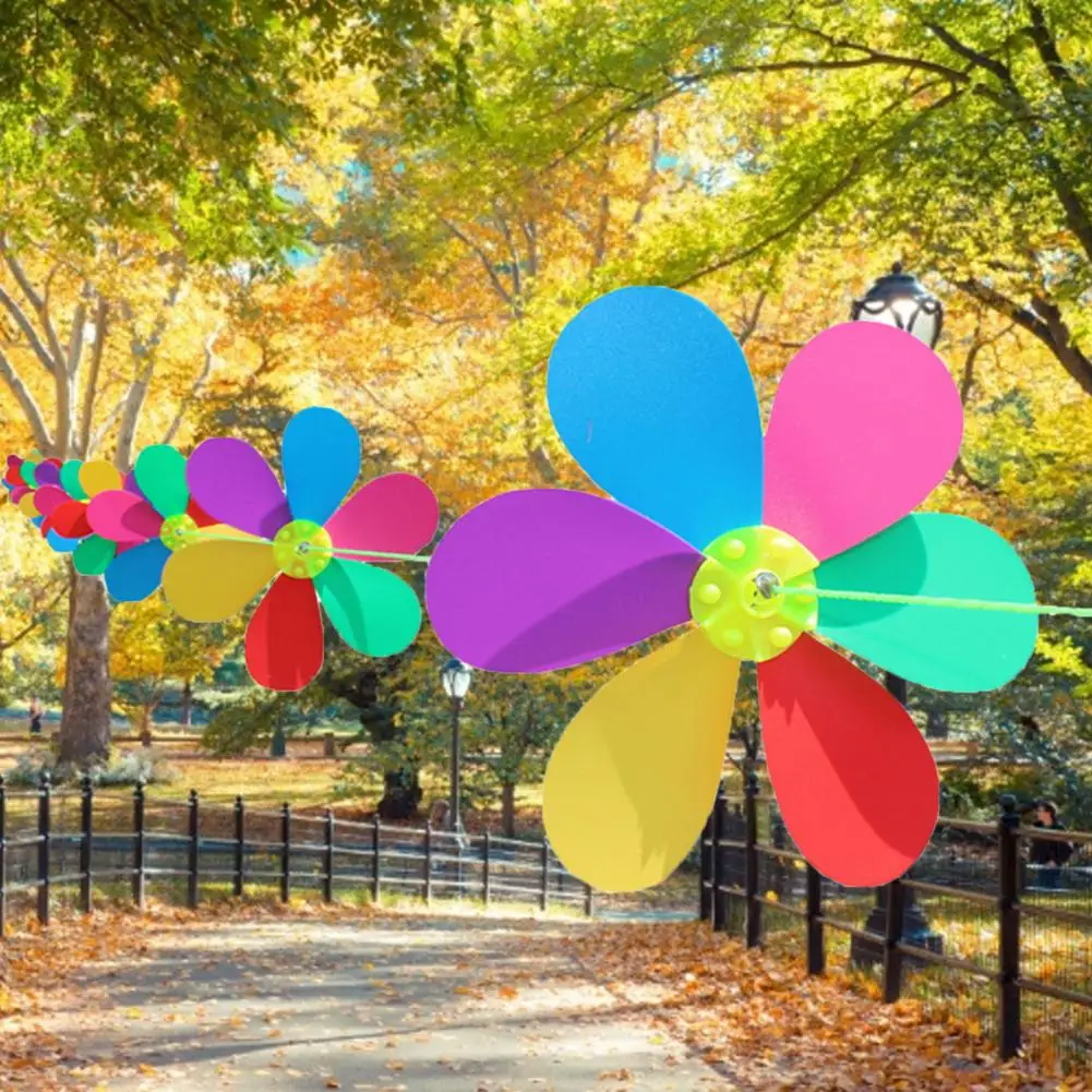 Wind Spinner Toys Wind Whirligig Delicate Craft Six Colors Light Weight Flower Hanging String Windmill for Gift