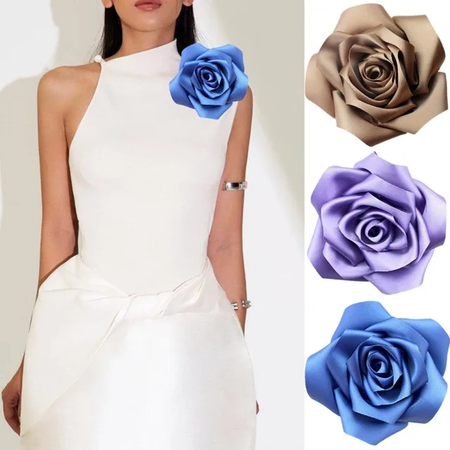 Spilla A Fiore Di Camelia In Chiffon Rosa - Accessorio Elegante Per Donne, Regalo Per Feste - Foto 7