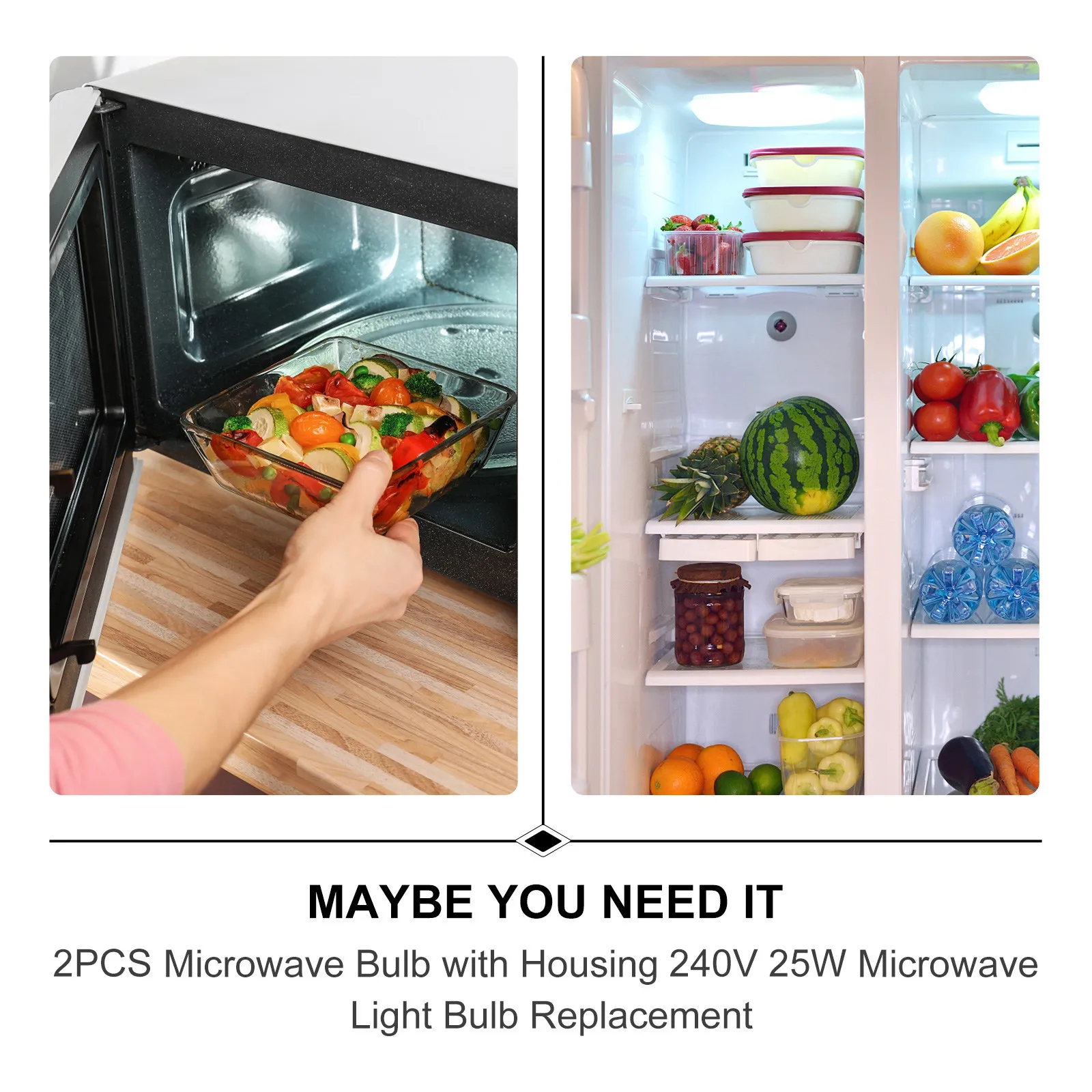 2개 전구 내열성 전자레인지 냉장고 기기 교체 램프 25W 롱-