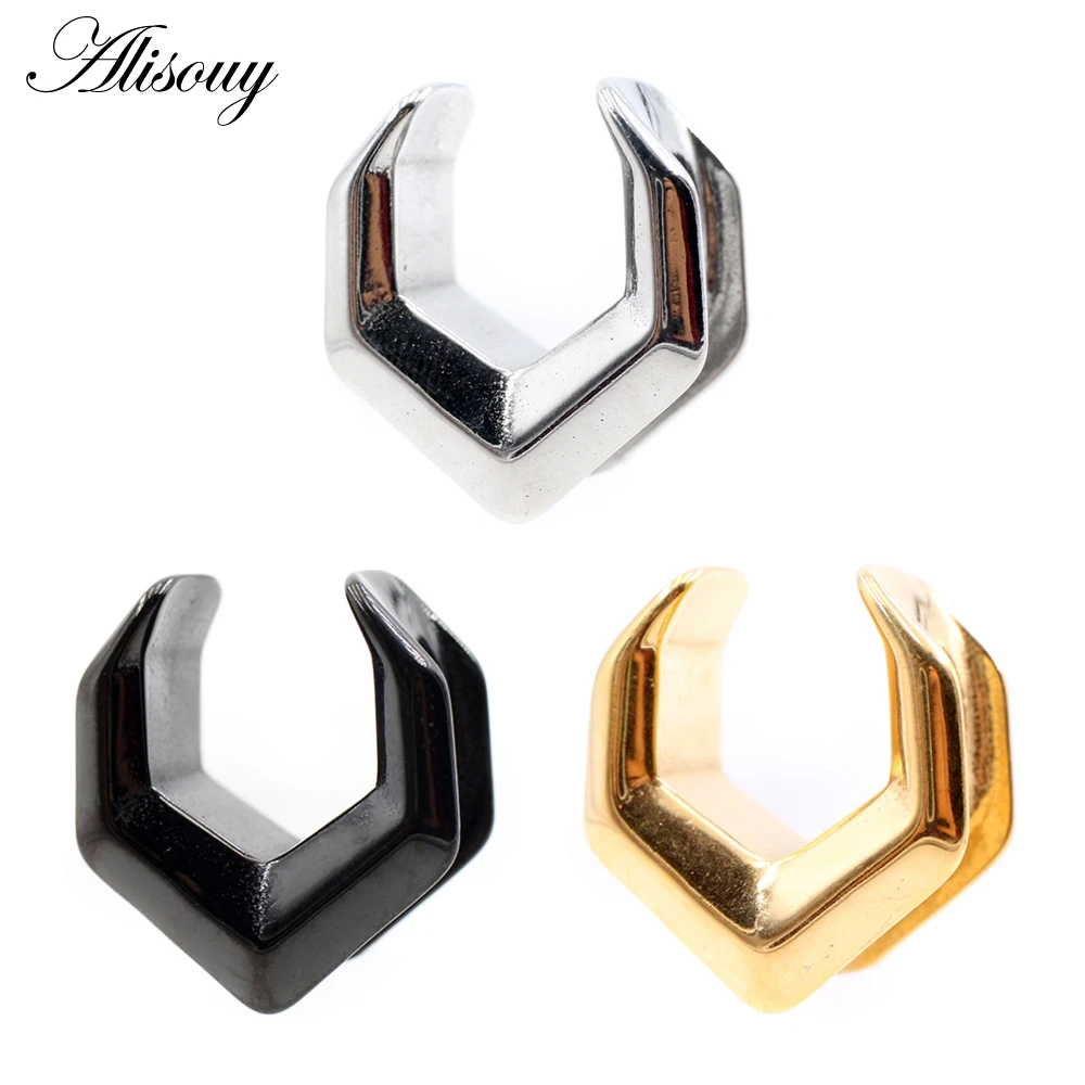 Stainless Steel Expander Stretcher Gauges Earrings Steel Hexagon Ear