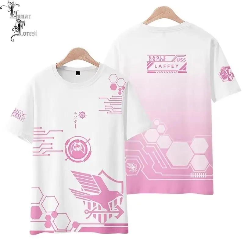 Azur lane 3d printing T-shirt summer fashion around neck short sleeve popular game streetwear 2024
