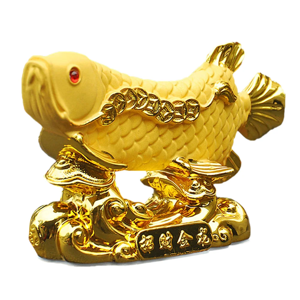 FishStatueWealthShuiFengChineseFigurineOrnamentArowanaDecor