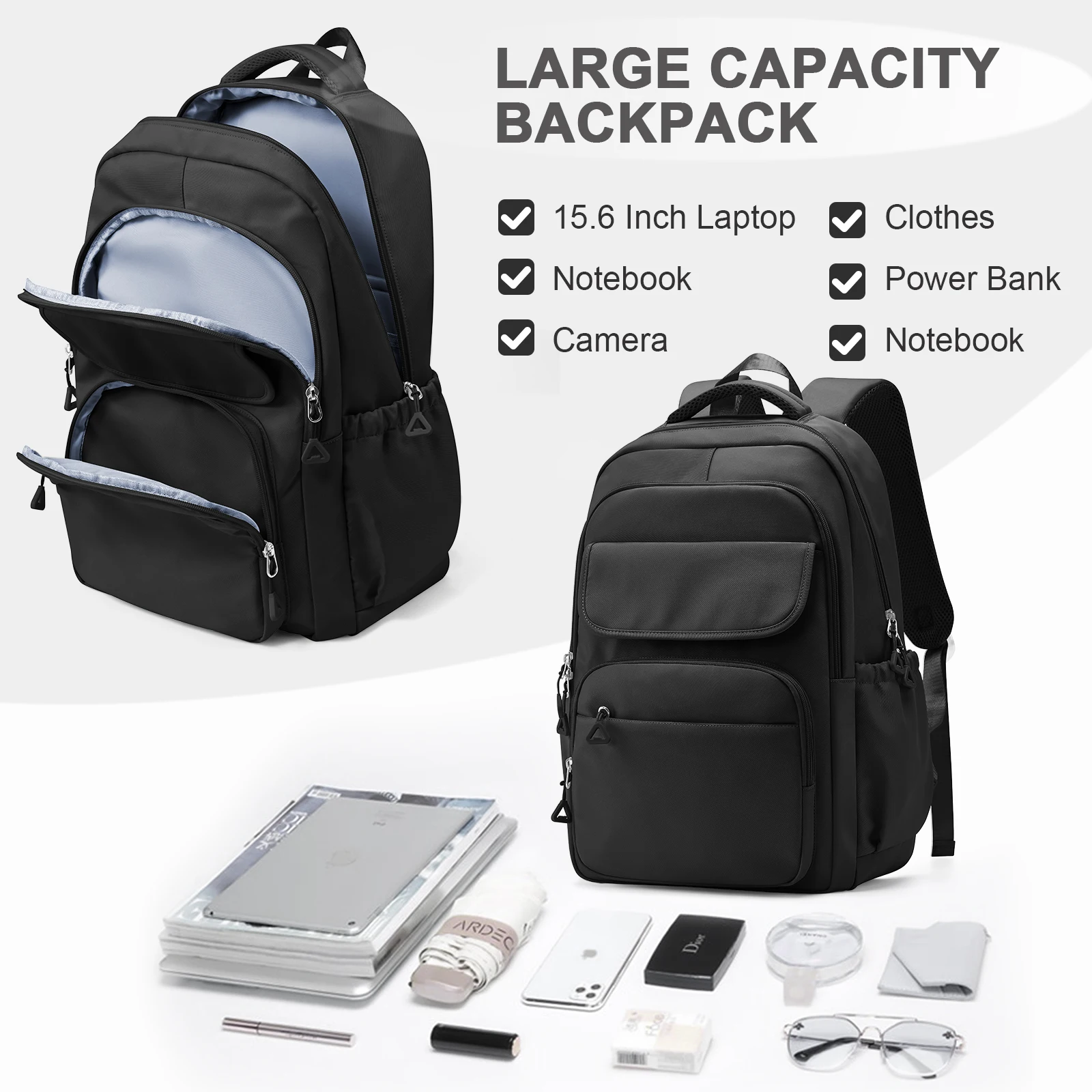 Student Campus Backpack Simple Style College Study Laptop Backpack Youth School Anti-Theft School Backpack, Multi Pocket Bookbag