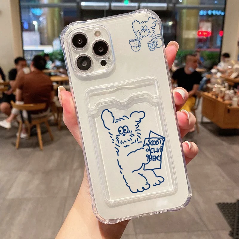 Chic INS Korea Umbrella Line Dog Card Holder Phone Case Cover