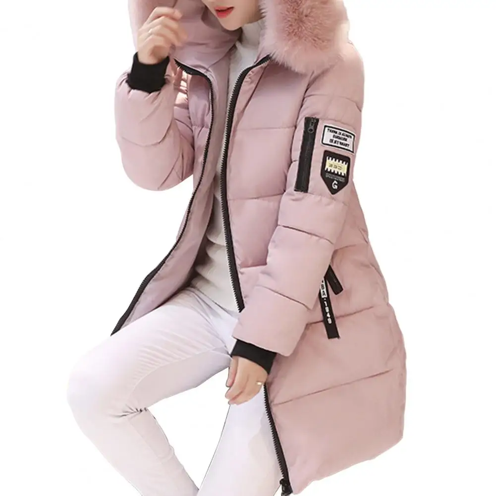 

Пальто из хлопка с воротником из искусственного меха, Стильное женское зимнее хлопковое пальто, теплое ветрозащитное приталенное пальто средней длины с капюшоном на молнии