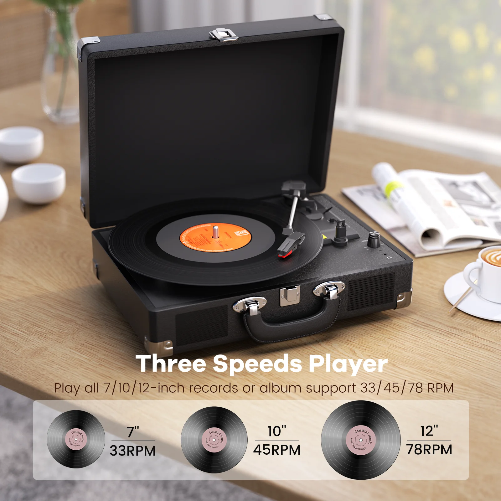 3-Speed Stereo Vinyl Record Player 1