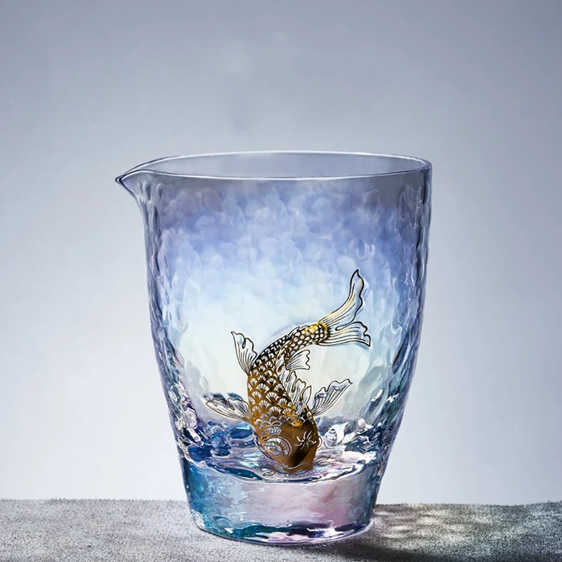 Huancai glass fair cup heat-resistant thickened tea divider with gold embossed large sea single set accessories