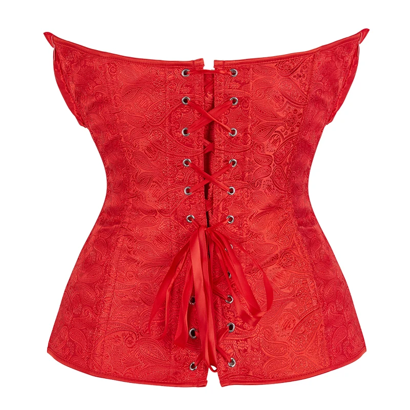 Women Overbust Corset Gothic Red Apricot Steampunk Waist Trainer Bustier Cincher Top Underwear Corselet