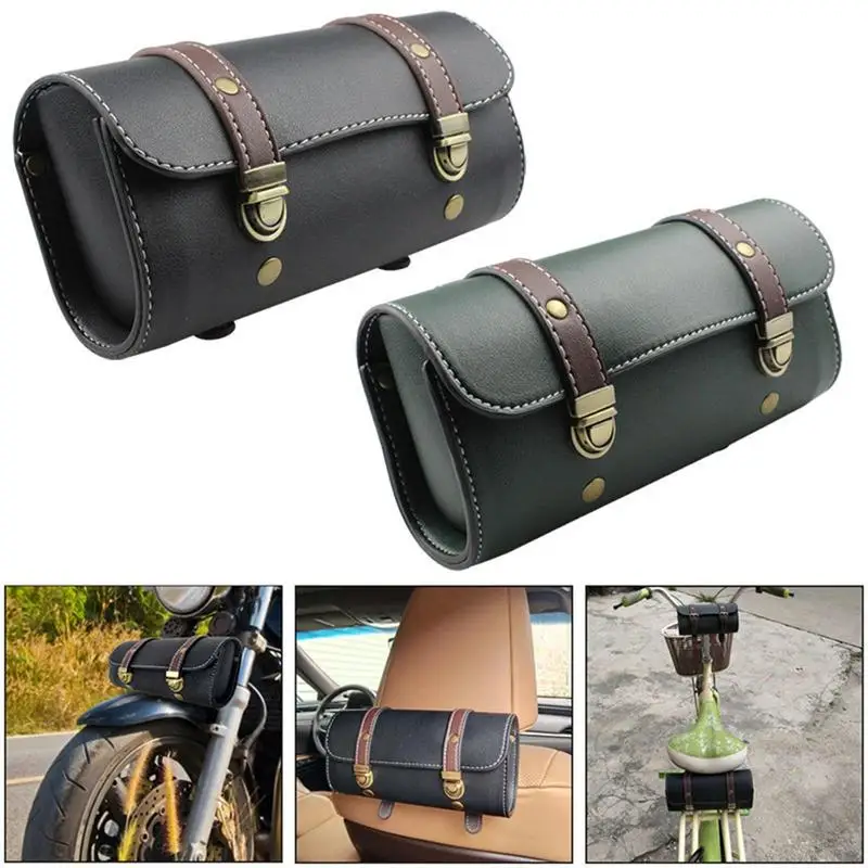 

Motorcycle Handlebar Travel Bag PU Leather Waterproof Goggles Mobile Phones Wallets Storage Box Fork Bags Auto Organizer Tool