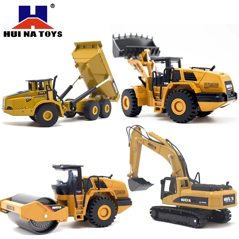 Huina 1:50 static mixer dump truck loader roller engineering vehicle suit excavator model children's toy engineering alloy model 2