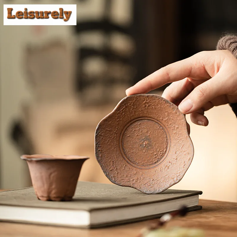 2pc/lot Old Rock Mud Coarse Pottery Coasters Non-slip Coasters For Coffee Cups Saucer Anti-scald Placemats Teacup Base Tableware