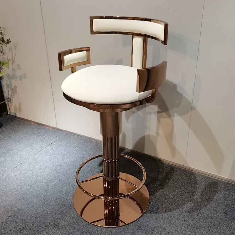 

Modern Minimalist Light Luxury High Chair Lifting Rotating Backrest Armrest Stainless Steel High Chair