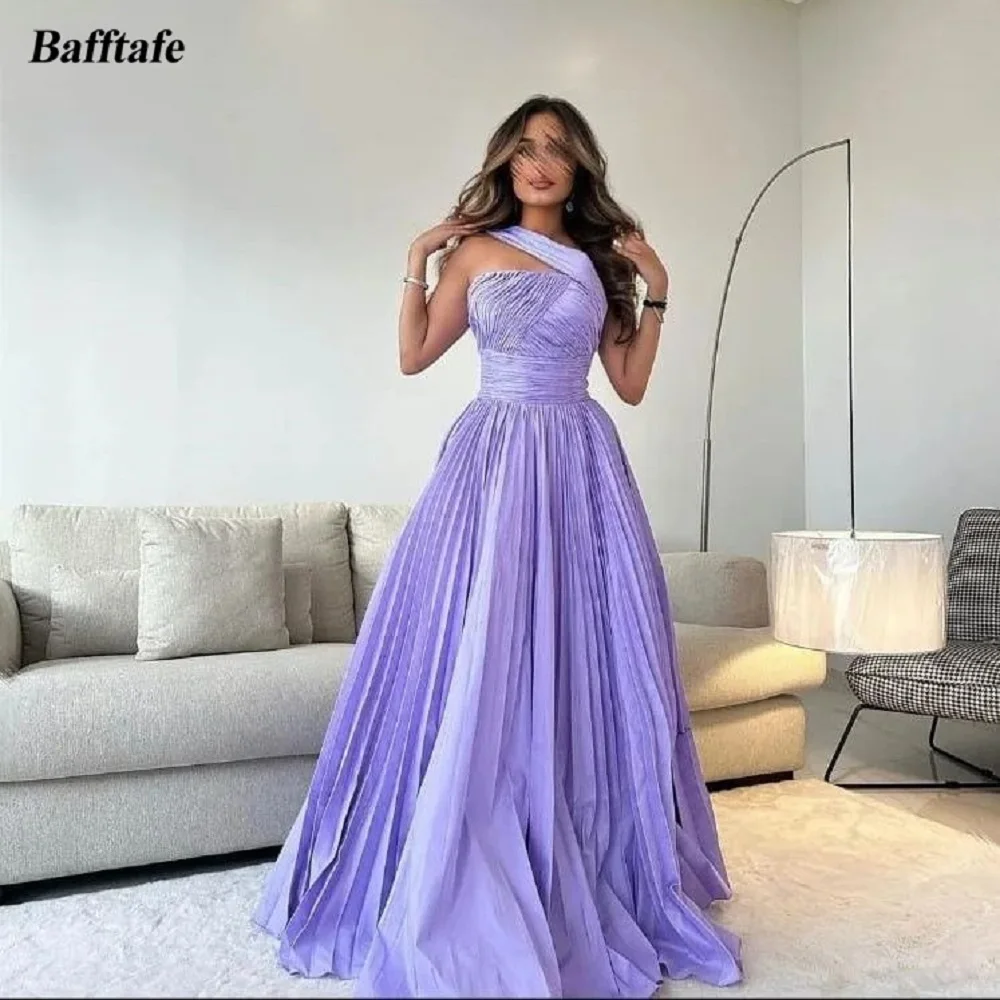 

Bafftafe Crumpled Satin Saudi Arabic Prom Dresses Pleated Formal Party Evening Gowns Long Women African Event robes de soirée
