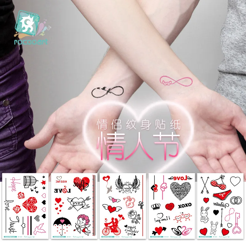 

New Valentine's Day Tattoo Cartoon Love Confession Fashion Couple Temporary Tattoos Sticker Size:105*150mm