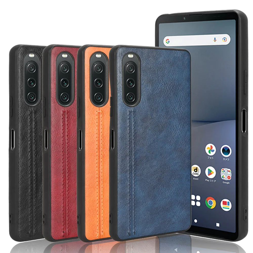 Per Sony Xperia 10 V Custodia Sutura Soft Edge Pu Leather Pc Hard Back Protection Cover Per Telefono Coque Fundas