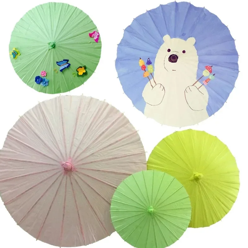 diameter 20/30/40/60cm Birthday Party decorate Gifts Bamboo Paper Umbrella Parasol Kid DIY Paper Umbrella Dance performance prop 5