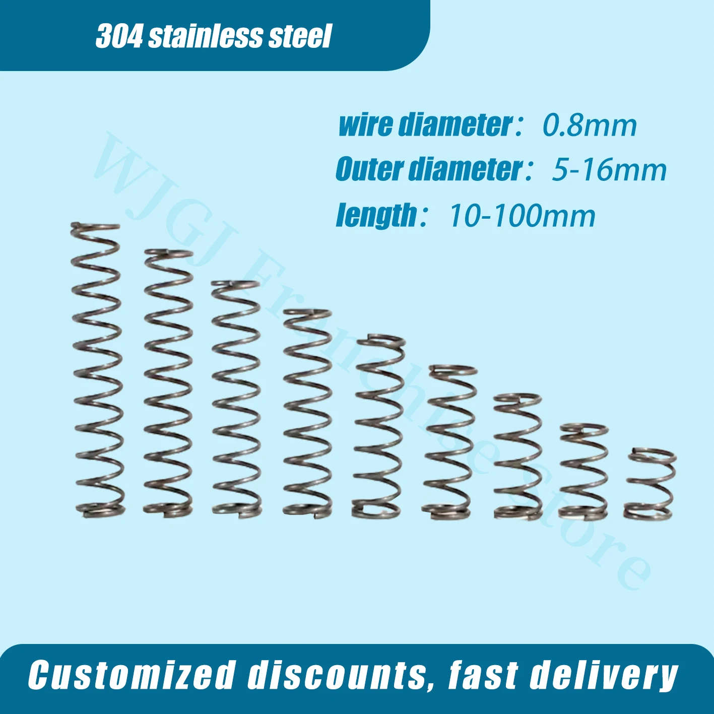 

Spring Compression Springs Wire 0.8mm Return Spring External Diameter 5-16mm, Length 5mm-100mm Stainless Steel Spring Clamp