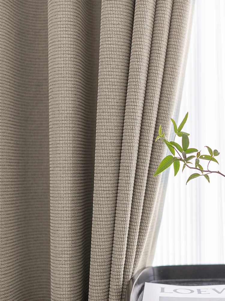 Brand New Modern Nordic Lattice Blackout Curtains for Livingroom Bedroom Japanese Style Simple Cotton Linen Soundproof Cortinas