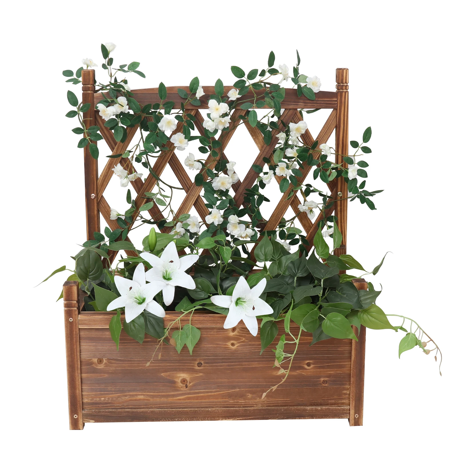 Raised Garden Bed with Trellis-Garden Box for Vine Climbing Plants Flower Free-Standing Raised Planter for Patio Indoor
