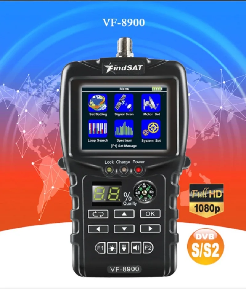 Findsat Vf8900 Dvbs2 Satellite Finder Mpeg4 Sat Finder Meter 2.4 Inch