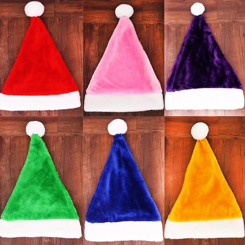 New Year 4 Colors Adult Santa Hat Christmas Props Pink Hat Personalized Hat Santa Christmas Party X-Mas FestiveParty Decorations