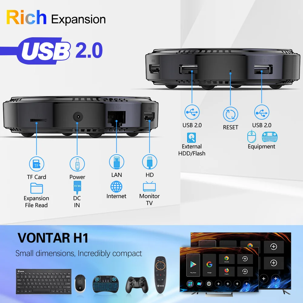 VONTAR H1 Android 12 TV Box Allwinner H618 Quad Core Cortex A53 Support 8K video BT Wifi6 Google Voice Media Player Set top box