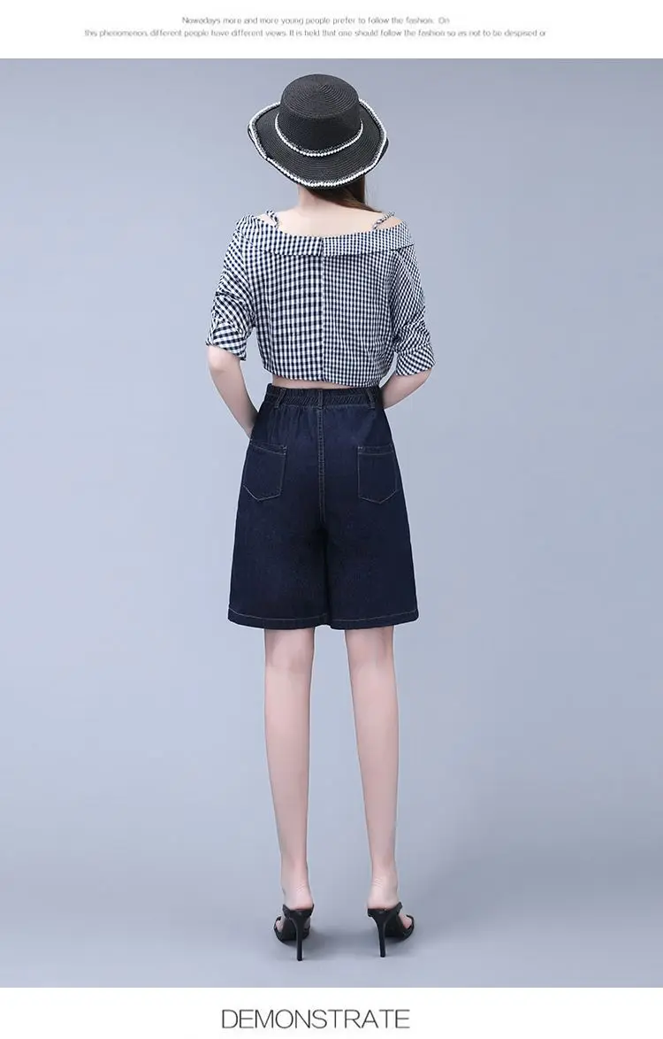 Five point Jeans Skirt Women's Summer Thin Four point Wide leg pants 2026 New Woman Loose Shorts High waisted Short Casual Pants