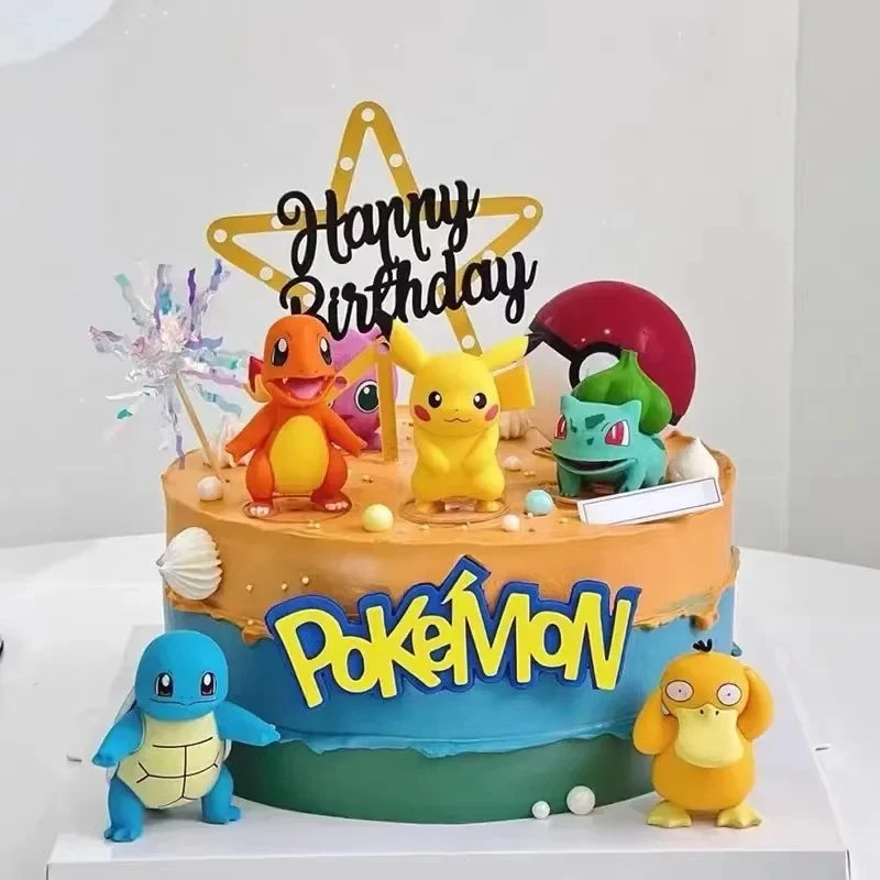 13pcs/set pokémon dort natě anime cifra pikachu večírek št'astný narozeniny pokémon dort dekorace zásoby ornamenty hoch děti dar