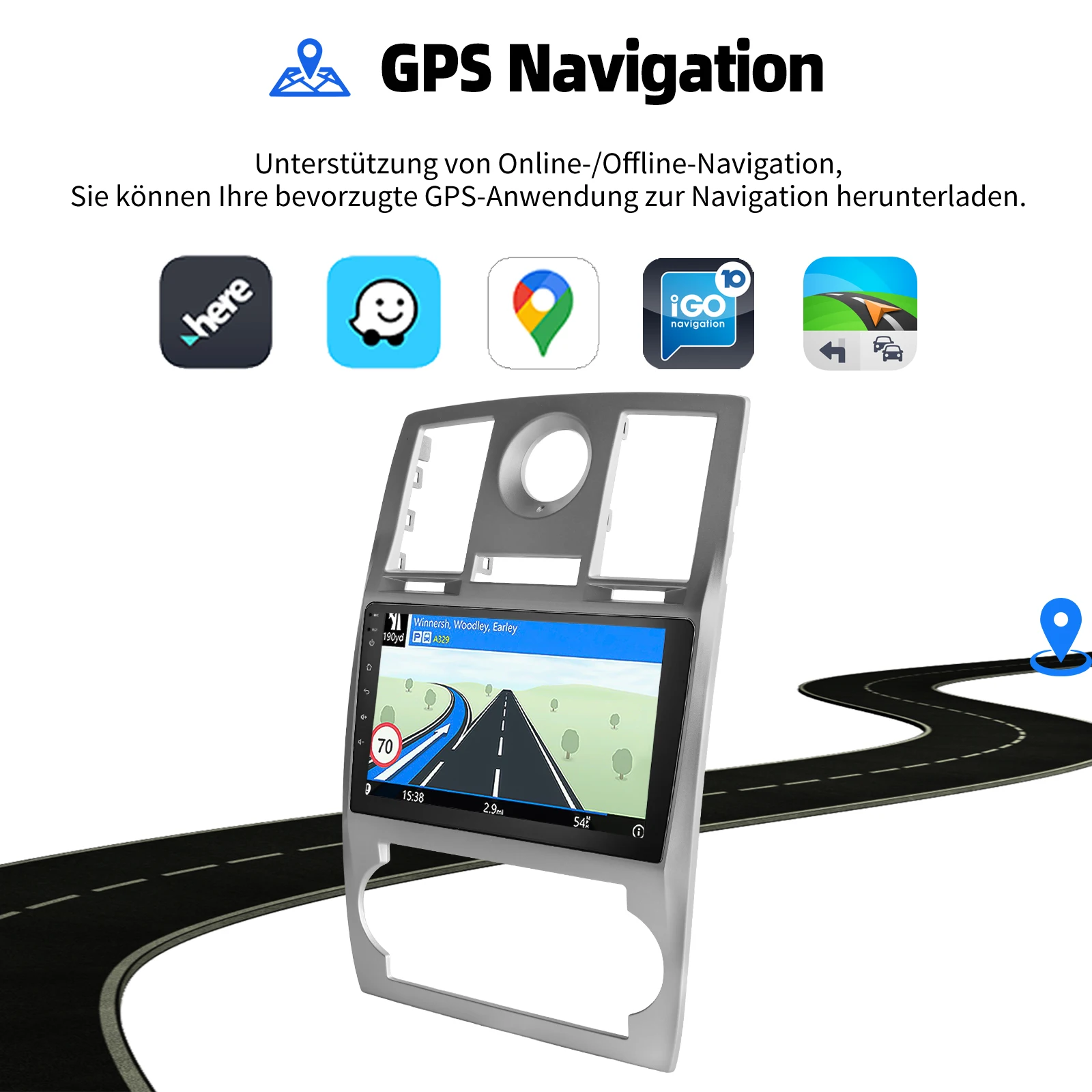 ESSGOO Android 15 9 "Autoradio für Chrysler 300 300C 2005-2010 Drahtlose Carplay GPS NAVI Bluetooth WIFI SWC RDS Spiegel Link USB – Detail 10