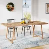 Farmhouse Dining Table for 6 to 8, 70.9 Inch Rectangular Wood Kitchen Table with Heavy Duty Metel Legs, Industrial Di 1