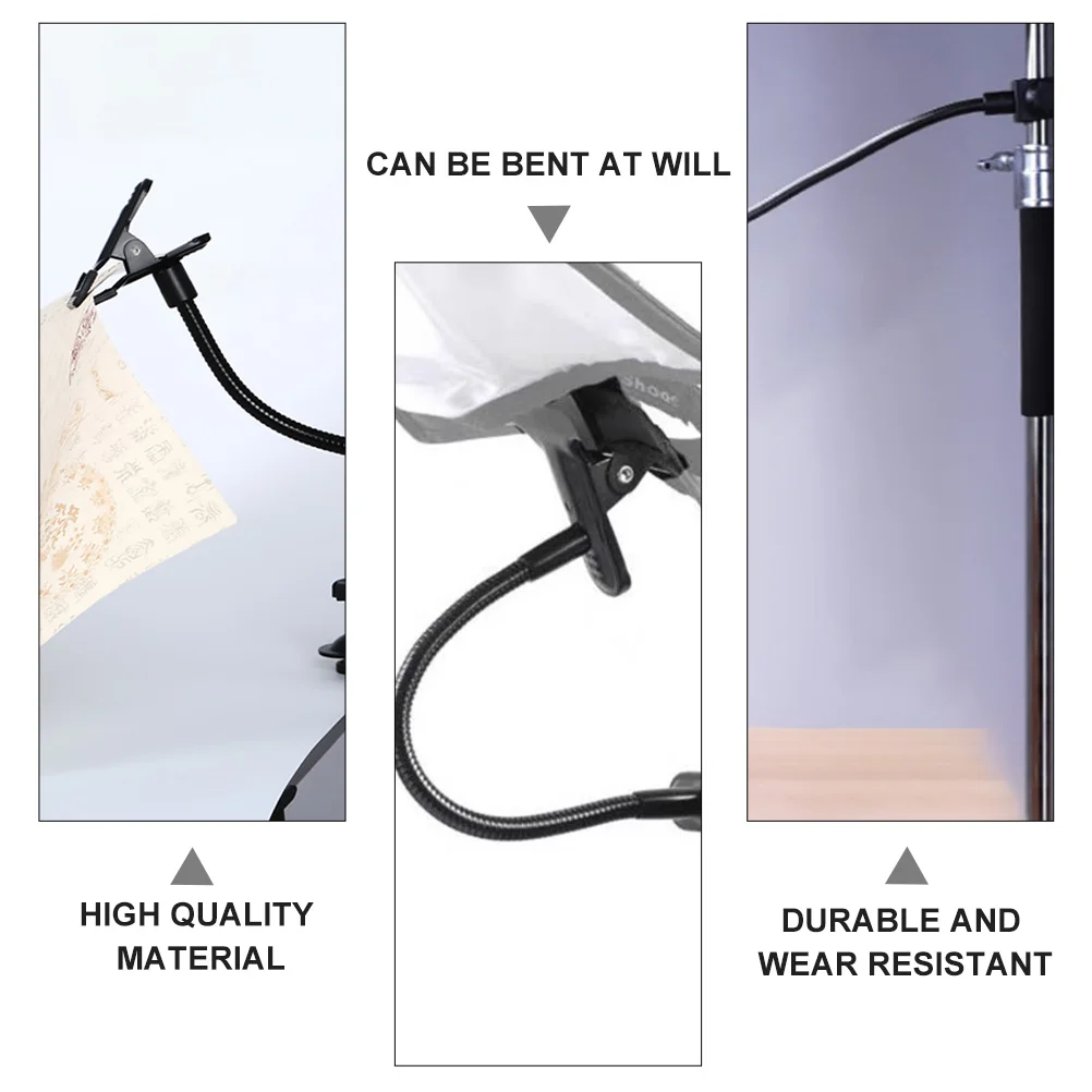 Photo Folder Clamp with Gooseneck Long Arms Clip Studio Background Metal Lighting Accessories Paper Holder