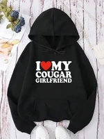New In Hoodies I Love My Cougar Girlfriend I Love My Gf Hoodie for Winter Sweatshirts Women Fashion Letter Printed Hoodie 1