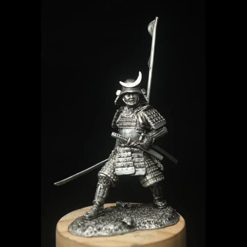 

Japanese Warring States Samurai Figuirnes Flag Armor 1/30 60mm Scale Metal Ancient Soldier Model Collection Desktop Ornament