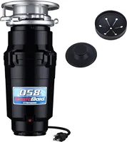10-US-WM-058-3B Garbage Disposal Anti-Jam Stainless Steel Food Waste Grinding System, 1/2 HP Economy, Black | USA | NEW 1