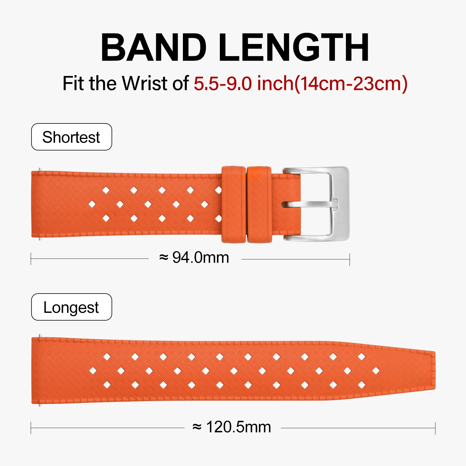 WATCHDIVES Premium FKM Rubber Tropical Watch Strap with Fast Release