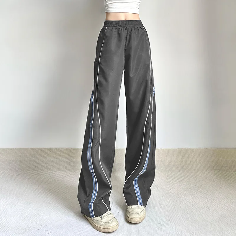 Fashion INS Wind Stripe Design Foundation Casual Woven Pants Personality  Street Loose Elastic Waist Sports Pants - AliExpress