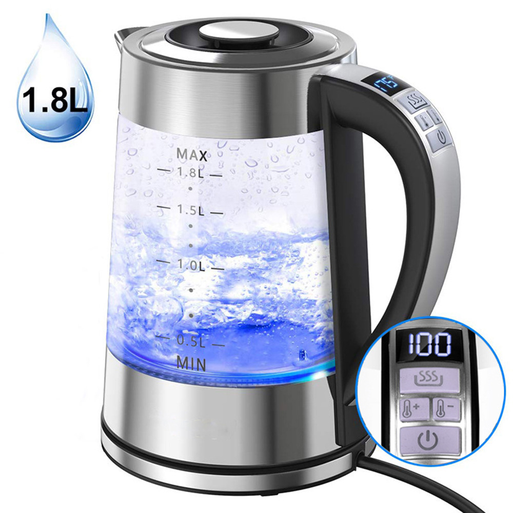 1.8L Portable Electric Kettle Teapot 1800W Glass Stainless Steel Water Boiler Fast Heating Tea Pot Home Appliance 220V ì ê¸°í¬í¸ ì£¼ì ì
