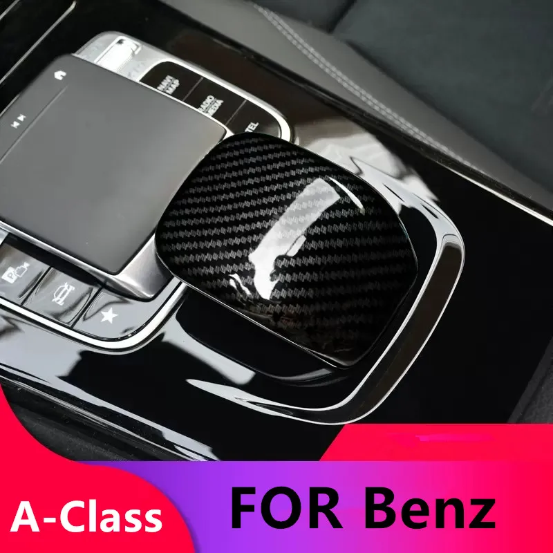 

Car Shift Knob Head Cover Carbon Fiber Style Trim Interior Accessories For Mercedes-Benz A Class 2019 2020 2021 2022 2023 2024