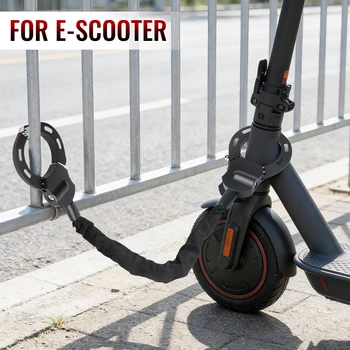 Lucchetto Antifurto per Moto, Bici e Scooter Elettrico con Chiave, Catena da 90cm e Borsa per E-Scooter, Biciclette e Scooter Autobilancianti