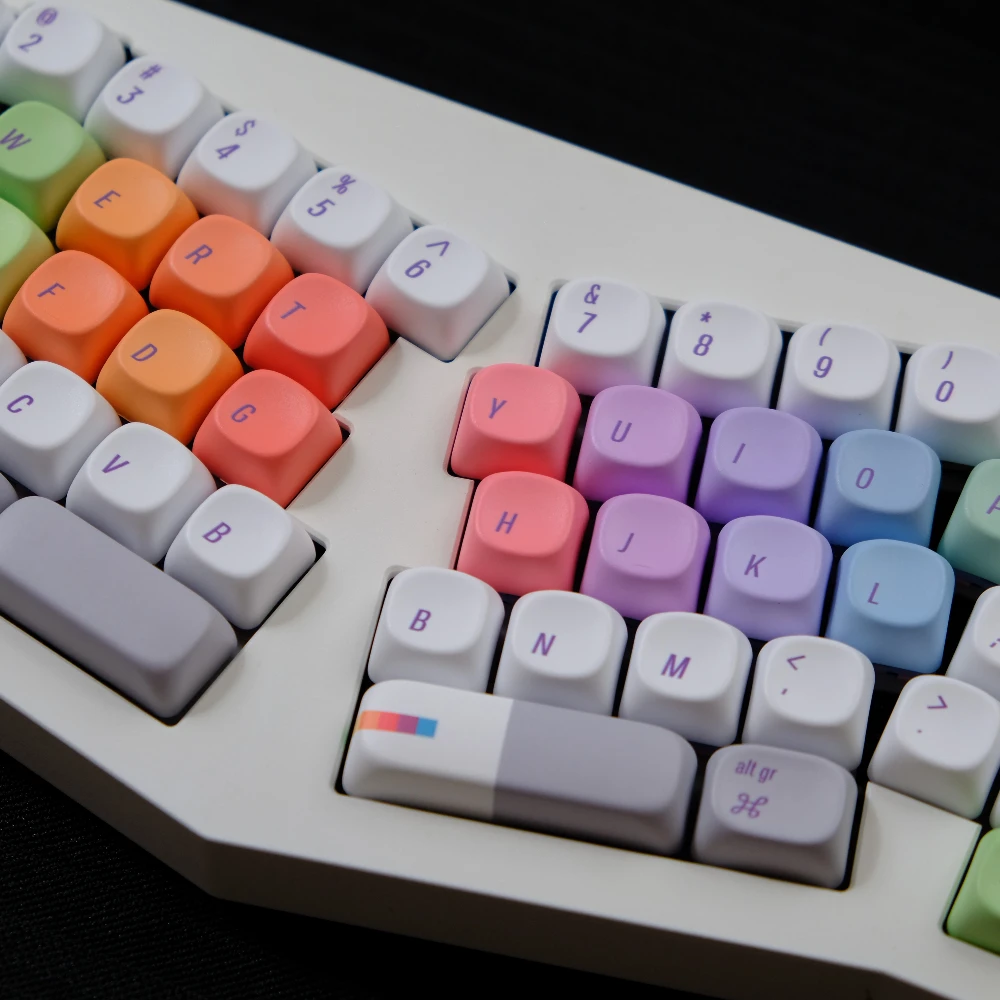 132키 레인보우 프로그램 키캡 MOA XOA 프로파일 라운드 염료 서브 PBT 키캡 MX 기계식 키보드용 앨리스 ISO ANSI 레이아웃