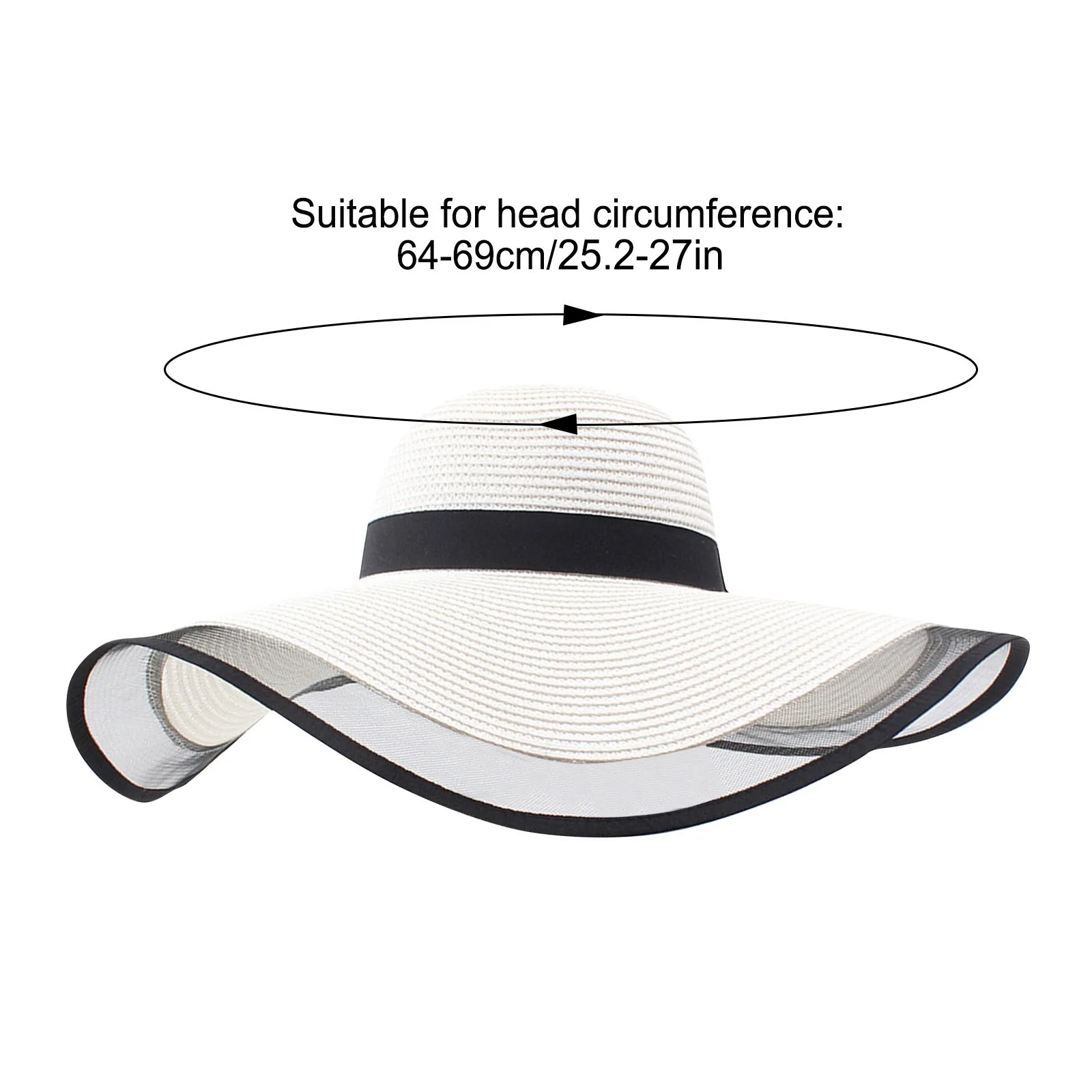 Women'S Vintage Straw Sun Hat Big Eaves Waves Beach Hawaiian Cap Ladies Light Gauze Brim Elegant Sun Protection Cap Holiday_voghion.com