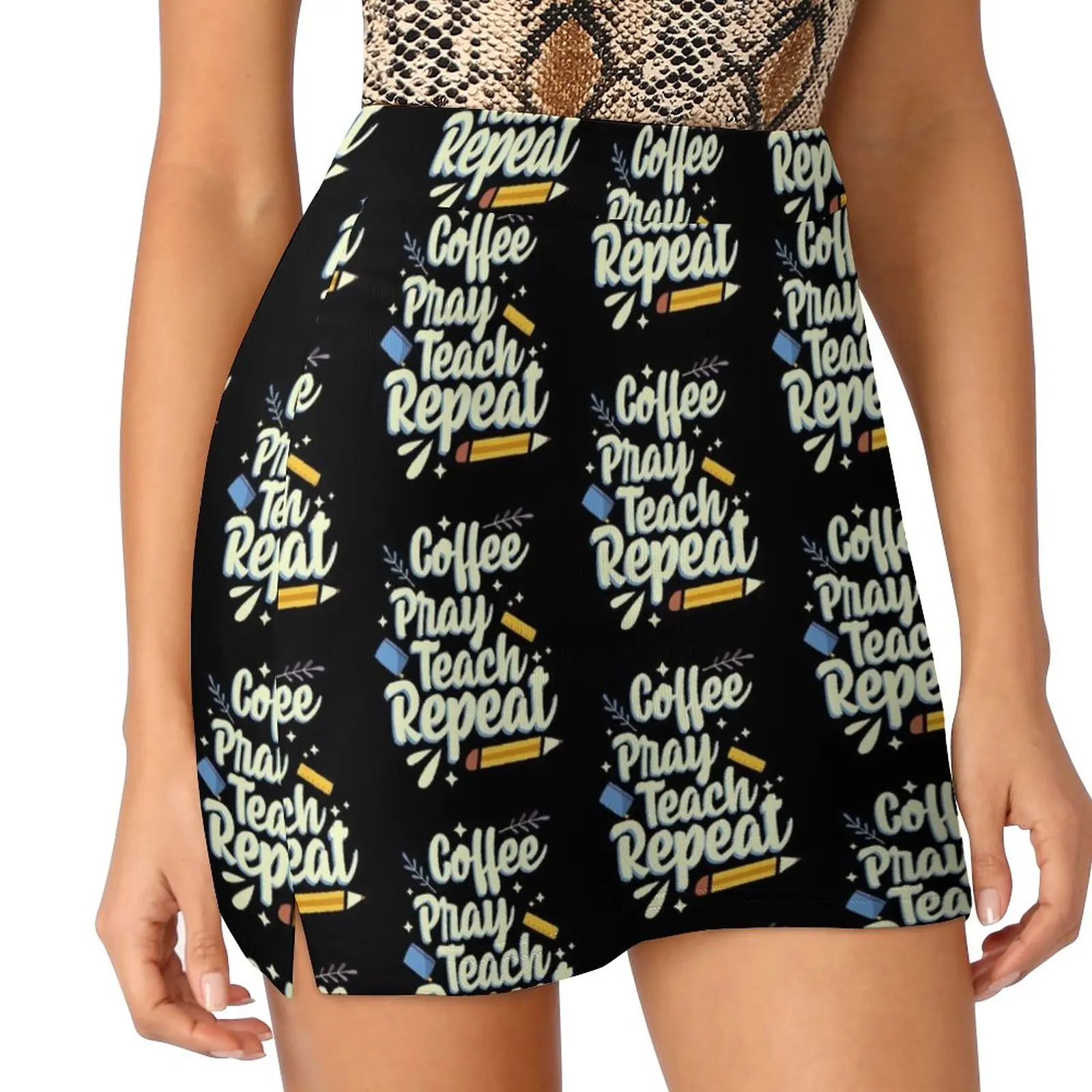 

Coffee Pray Teach Repeat Light proof trouser skirt shorts micro mini skirt extreme