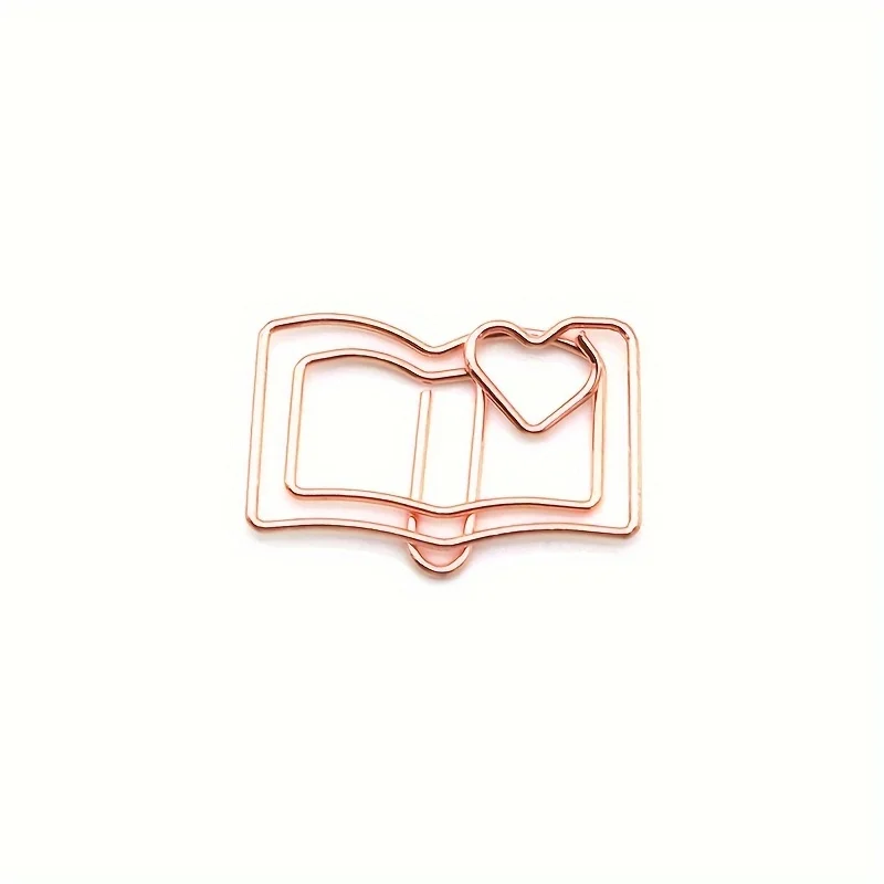 20pcs Heart-Shaped Bookmark Paper Clips in Golden & Rose Golden-Cute Metal Page Markers with Heart Cutout, Ideal for Students
