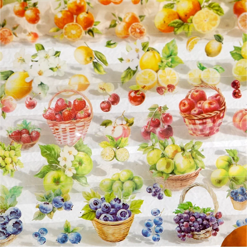 200cm/roll, Fruit Themed PET Tape Handbook Sticker,Scrapbook Background Phone Case Notebook Diary Decorative Stationery Stickers 2