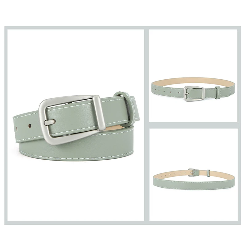 Women Belts New PU Leather Simple Metal Buckle Belt Girls Dress Jean Pants Waistband Belts for Lady Luxury Designer Brand Giedle - 2